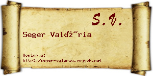 Seger Valéria névjegykártya